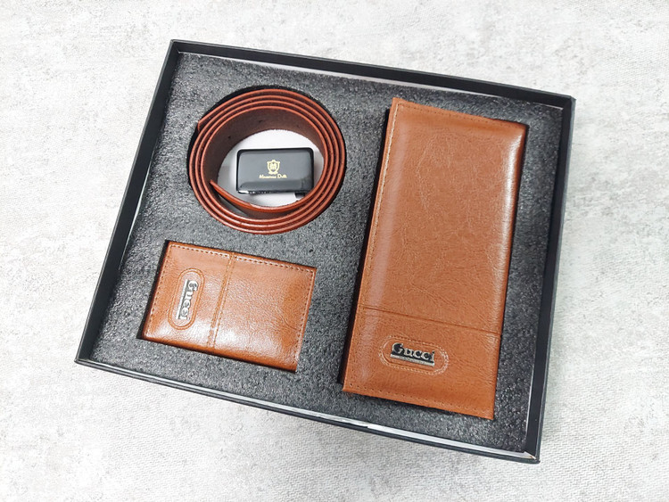 ست 3 تیکه بلند گوچی هارد باکس عسلی | سایت چرم دقت