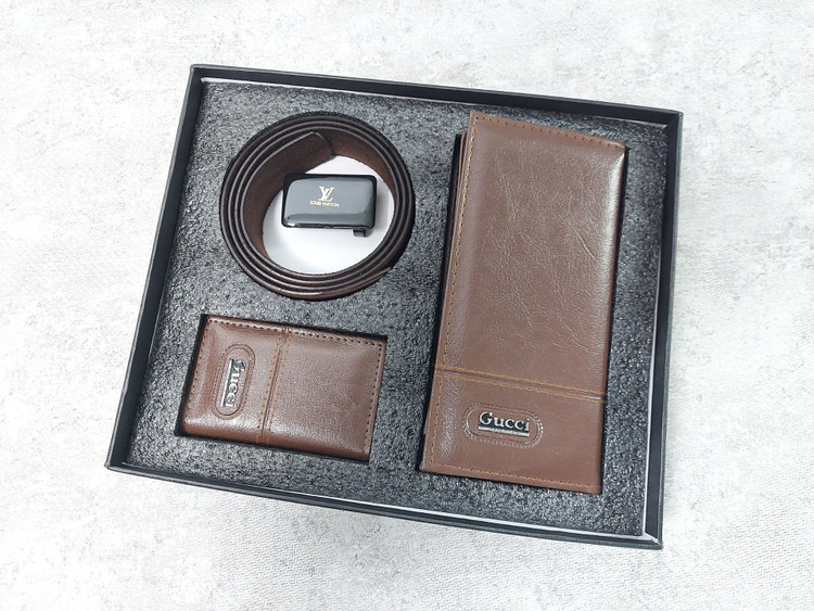 ست 3 تیکه بلند گوچی هارد باکس قهوه ای | سایت چرم دقت