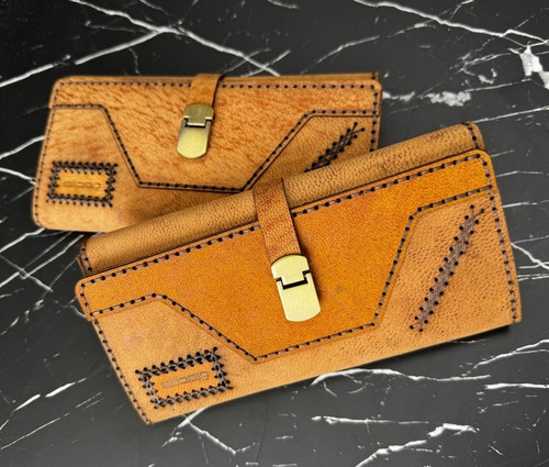 کیف پول سه لت جلو قفل دار چرم طبیعی | سایت چرم دقت