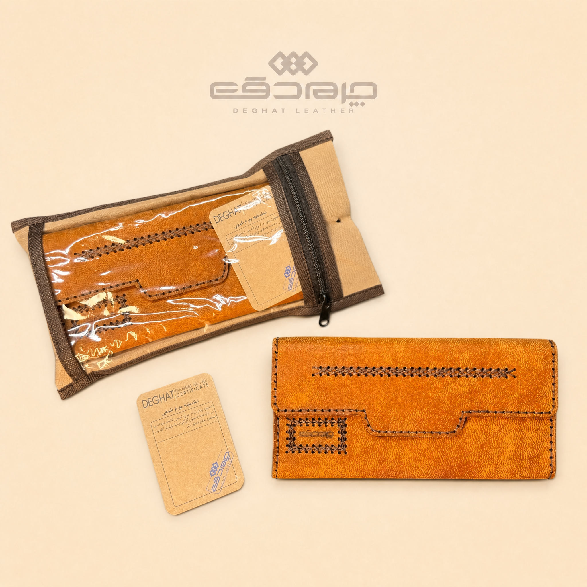 کیف پول سه لت طرح زبانه دوختی دقت _36036