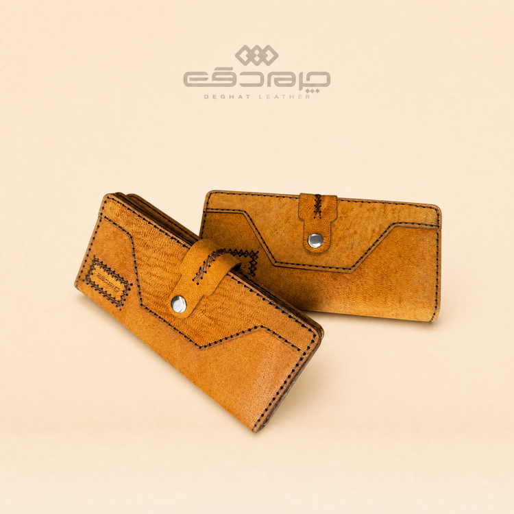 کیف پول جلو دکمه دوختی چرم طبیعی دقت _36033