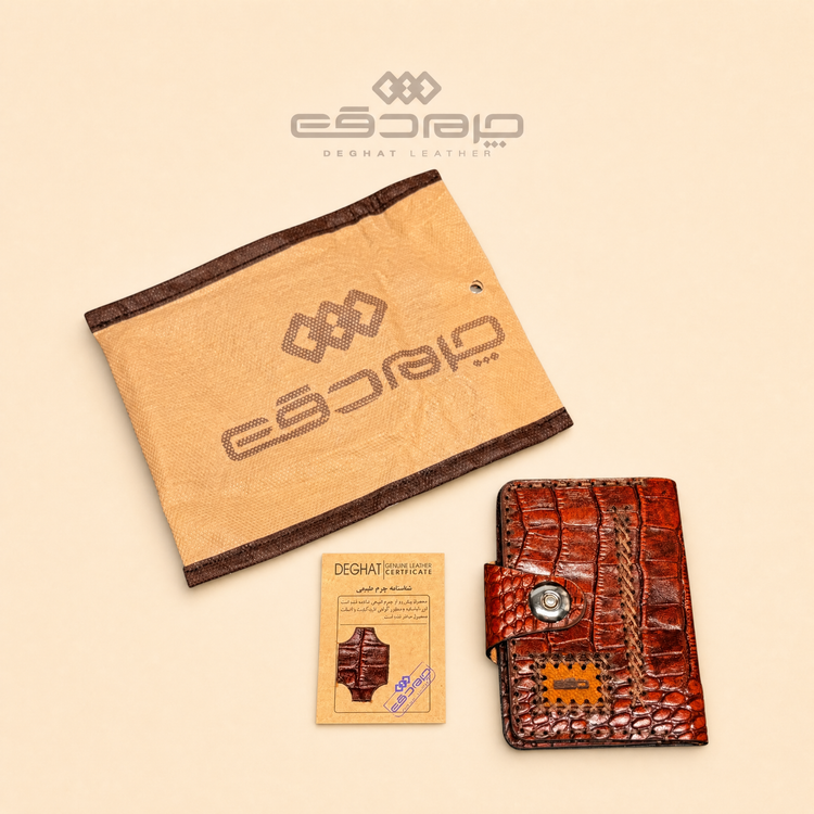 جاکارتی دوبرگ رودوخت چرم گاوی کوکدیلی دقت _ 3802
