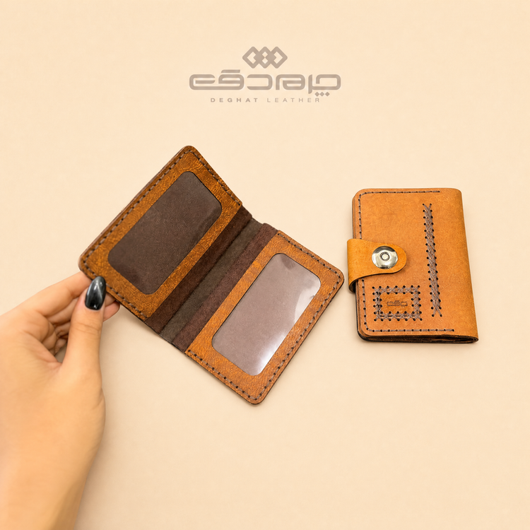 جاکارتی ۲ برگ رو دوخت چرم طبیعی دقت _3603